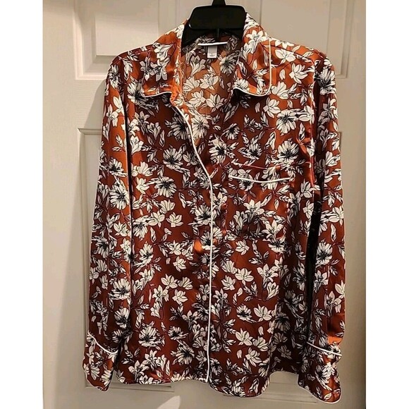 LA LIGNE For Target L Brown Floral Button Front Shirt Women - Picture 1 of 6